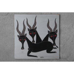 Salum Mussa, African Tingatinga School Composition, Oil on Board, 1970s