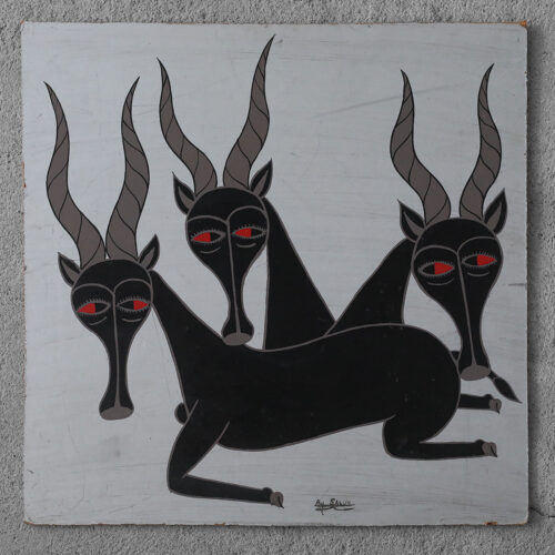 Salum Mussa, African Tingatinga School Composition, Oil on Board, 1970s