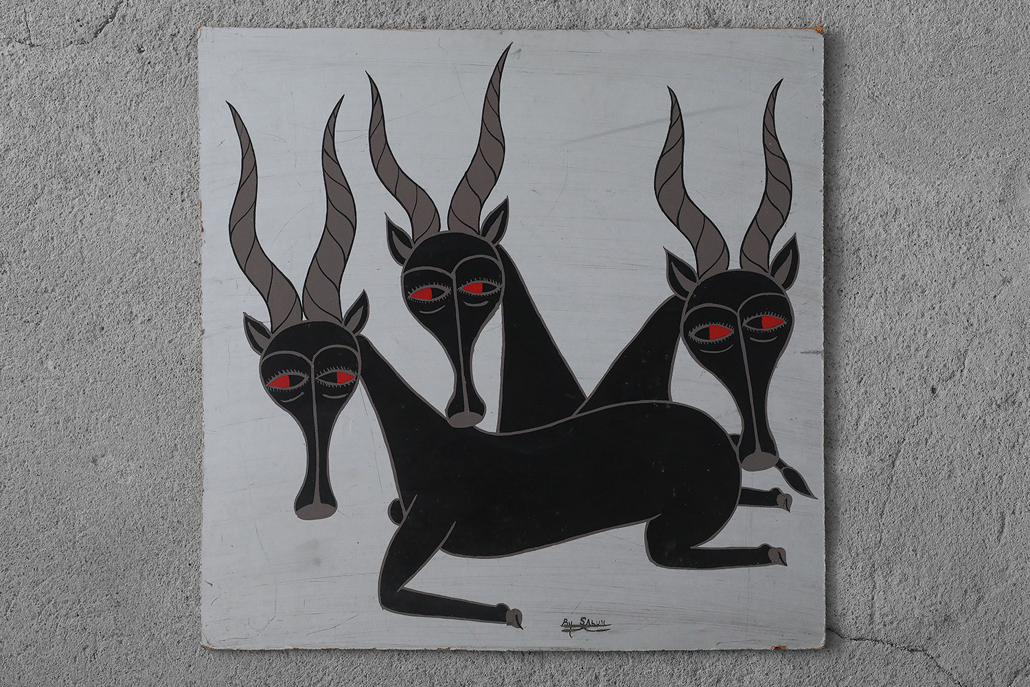 Salum Mussa, African Tingatinga School Composition, Oil on Board, 1970s