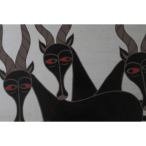Salum Mussa, African Tingatinga School Composition, Oil on Board, 1970s