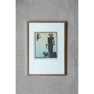 Åke Holm, Biblical Theme, Linocut, 1970s, Framed