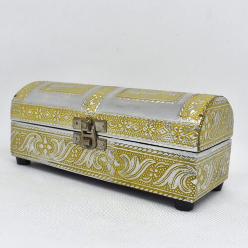 The 50' engraved jewellery box organizer, Silver small lidded metal box, Decorative rectangular organizer, Rings necklace padded container storage