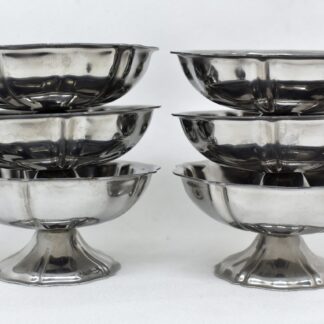 STAINLESS STEEL ICE cream cups set of 6, Guy Degrenne serving bowls, Footed metal dessert dishes, Vintage small tableware made in France