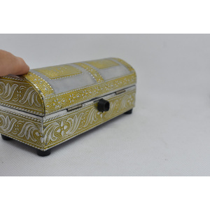 The 50' engraved jewellery box organizer, Silver small lidded metal box, Decorative rectangular organizer, Rings necklace padded container storage