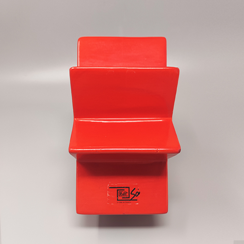 1980s Gorgeous Red Vase "Hsing" by Ettore Sottsass. Made in Italy