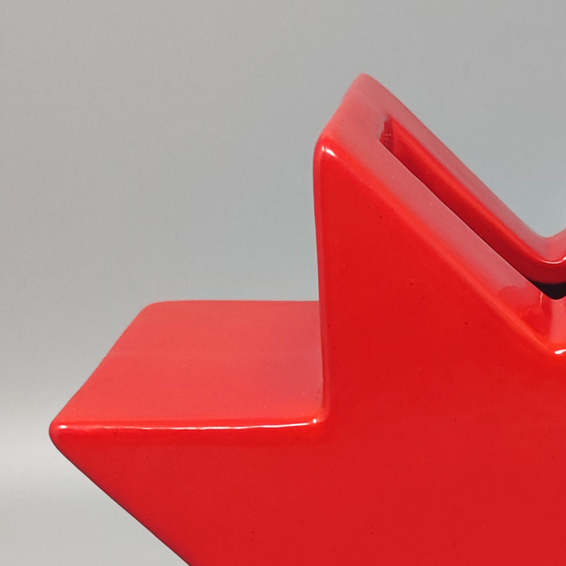 1980s Gorgeous Red Vase "Hsing" by Ettore Sottsass. Made in Italy