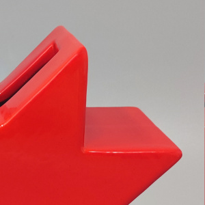 1980s Gorgeous Red Vase "Hsing" by Ettore Sottsass. Made in Italy