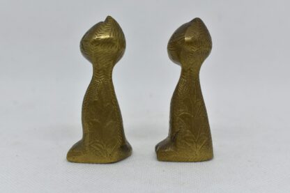 Brass Cat Figurines set of 2, Midcentury Indian small cat statues - Image 3