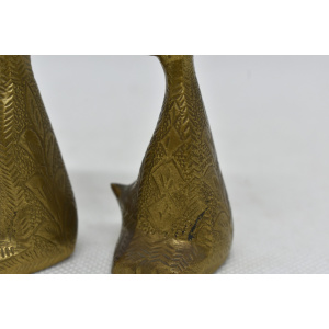 Brass Cat Figurines set of 2, Midcentury Indian small cat statues