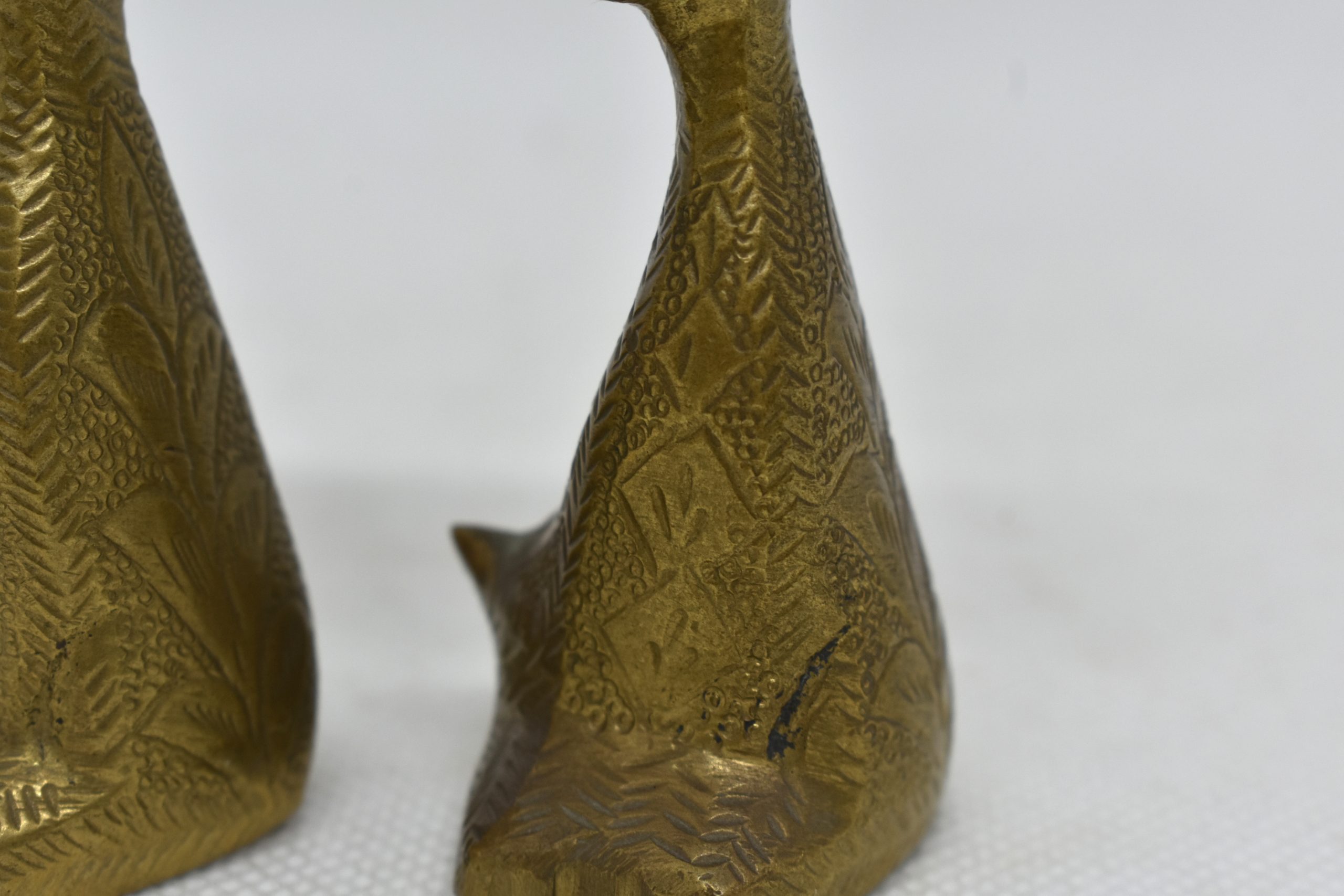 Brass Cat Figurines set of 2, Midcentury Indian small cat statues
