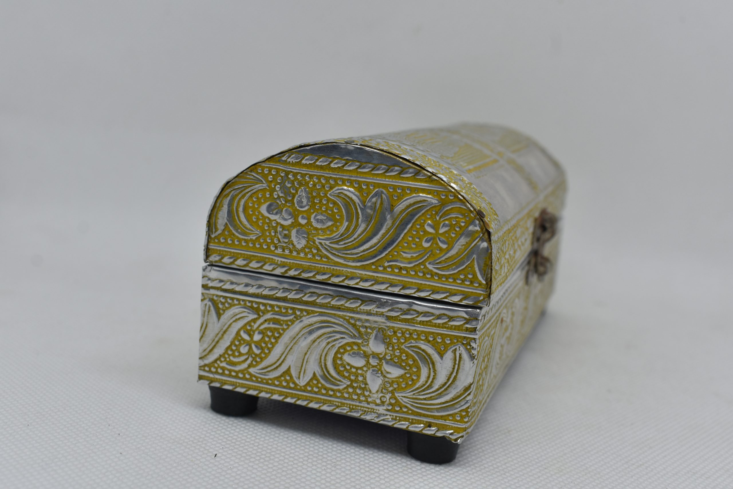 The 50' engraved jewellery box organizer, Silver small lidded metal box, Decorative rectangular organizer, Rings necklace padded container storage
