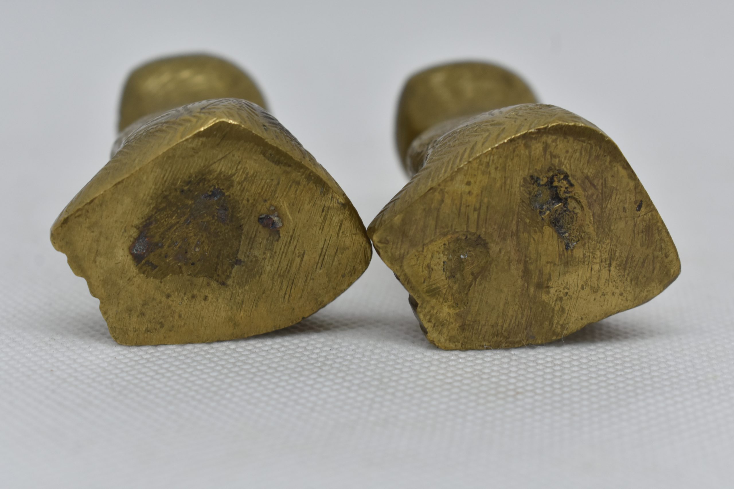 Brass Cat Figurines set of 2, Midcentury Indian small cat statues