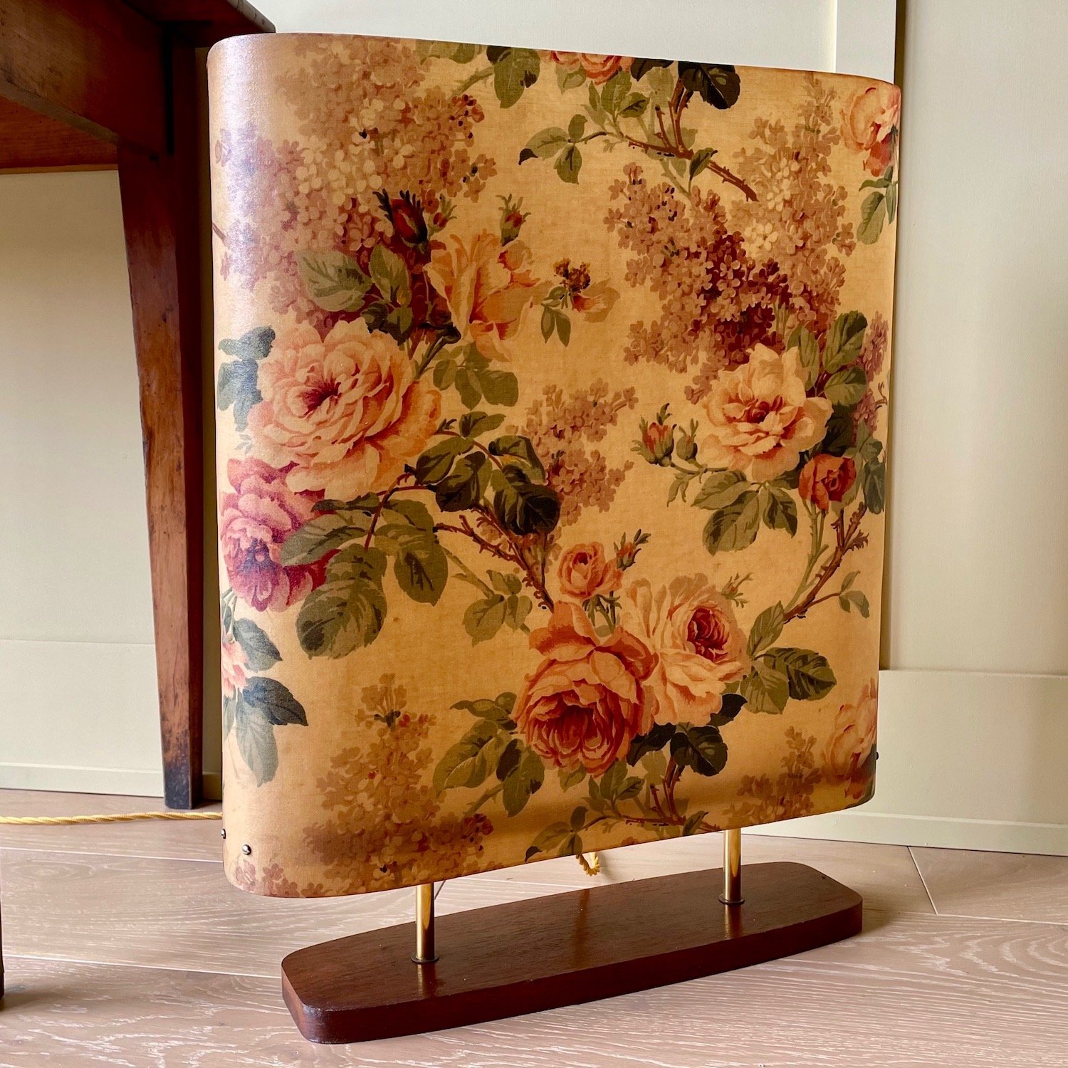 Mid Century Modern Chintz Fire Screen