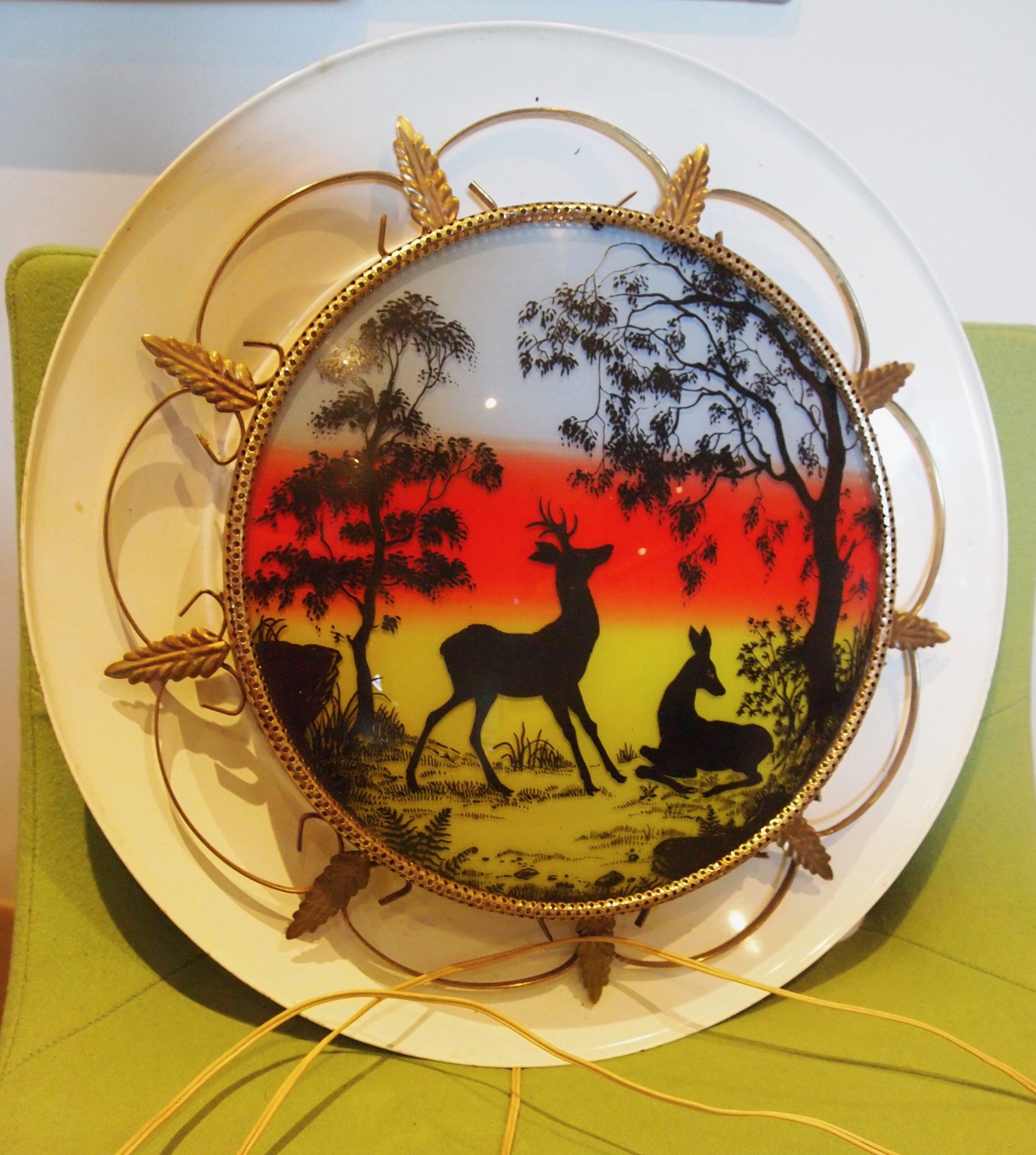 Vintage painted tinware “Bambi” wall light