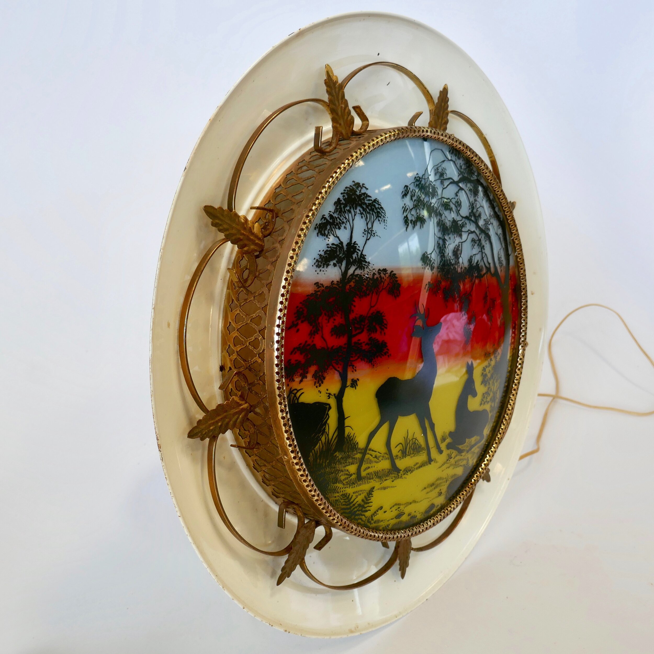 Vintage painted tinware “Bambi” wall light