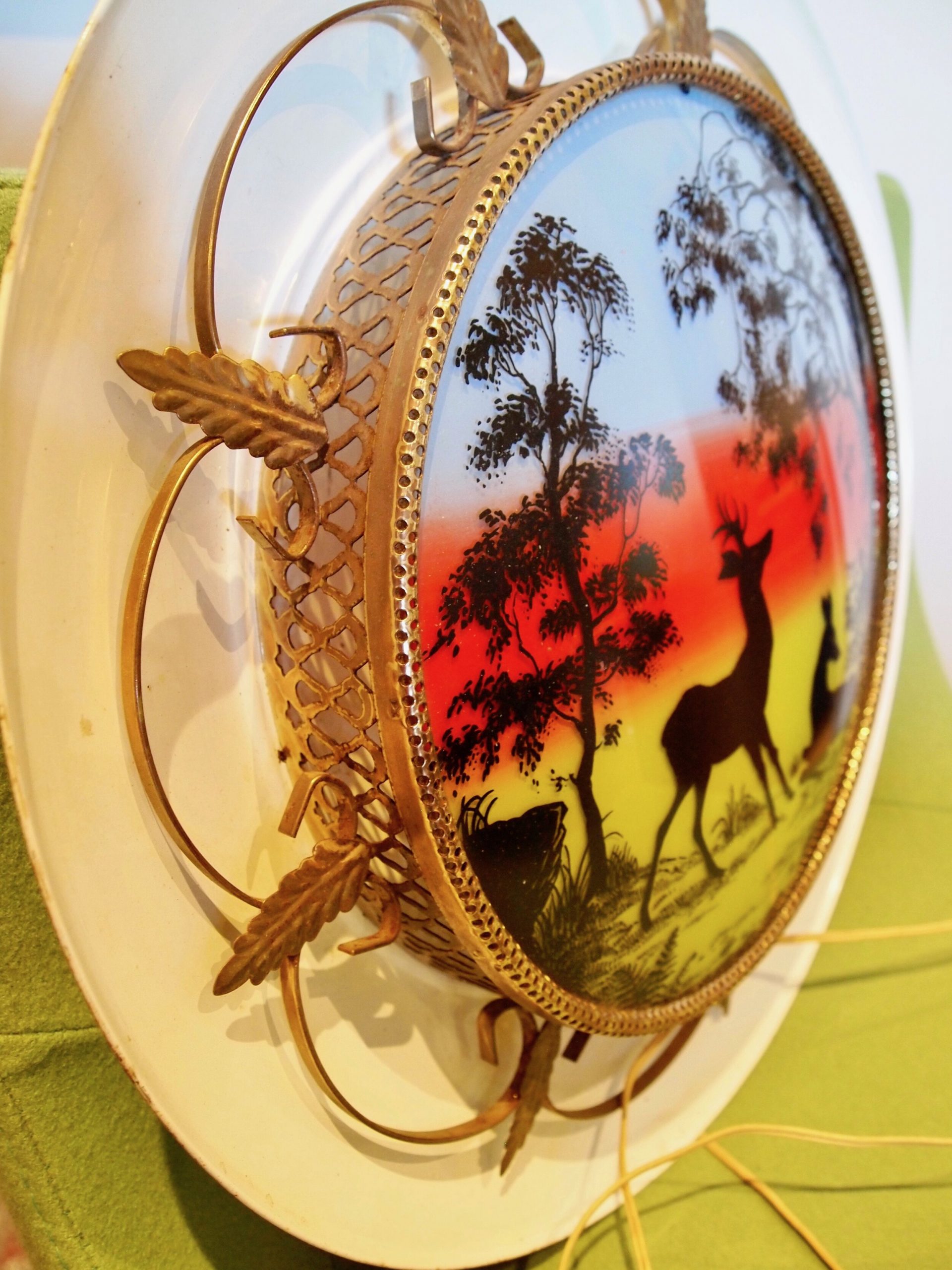Vintage painted tinware “Bambi” wall light