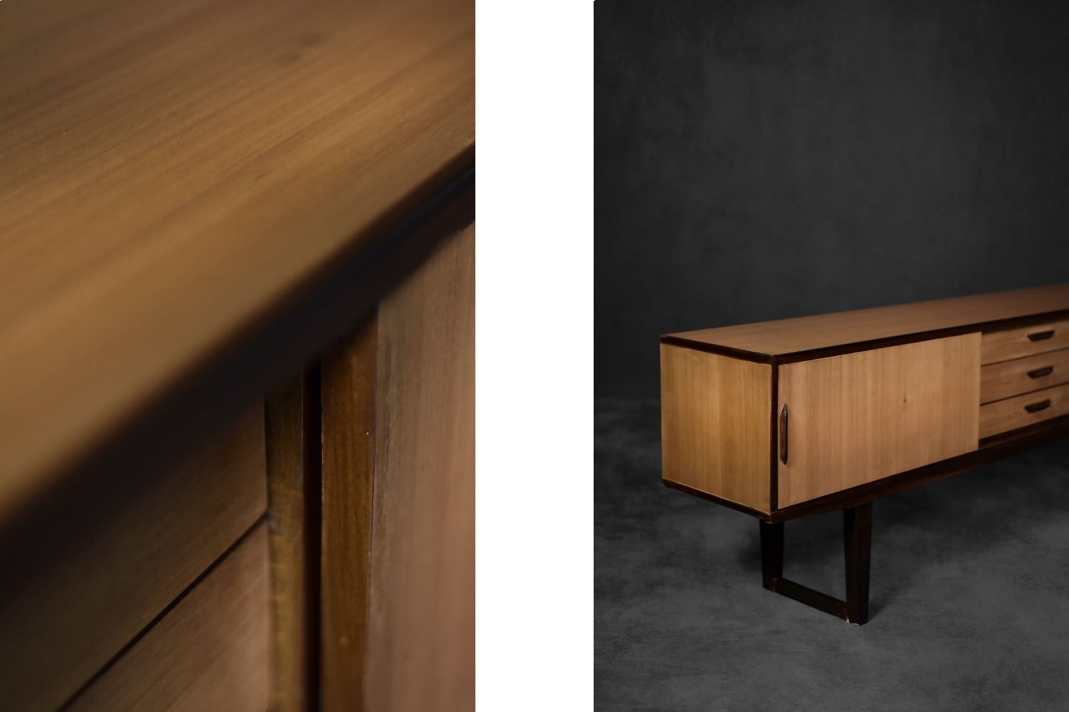 Mid-Century Danish Modern Exotic Wood Sideboard with Drawers, 1970s