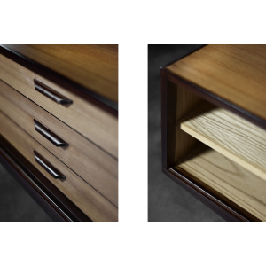 Mid-Century Danish Modern Exotic Wood Sideboard with Drawers, 1970s