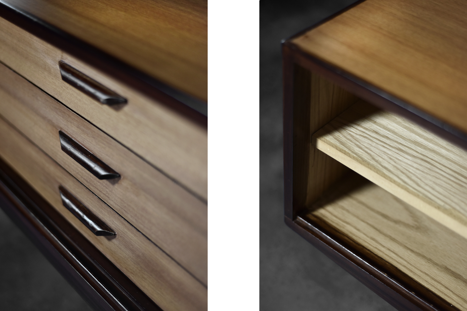 Mid-Century Danish Modern Exotic Wood Sideboard with Drawers, 1970s