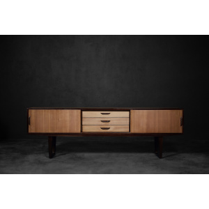 Mid-Century Danish Modern Exotic Wood Sideboard with Drawers, 1970s