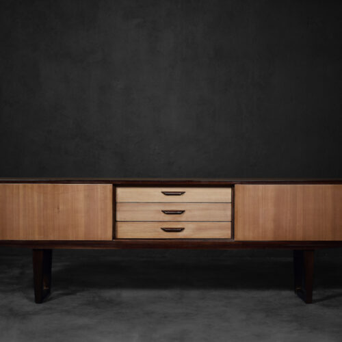 Mid-Century Danish Modern Exotic Wood Sideboard with Drawers, 1970s