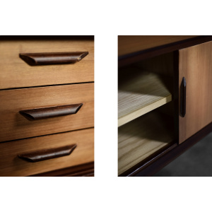 Mid-Century Danish Modern Exotic Wood Sideboard with Drawers, 1970s