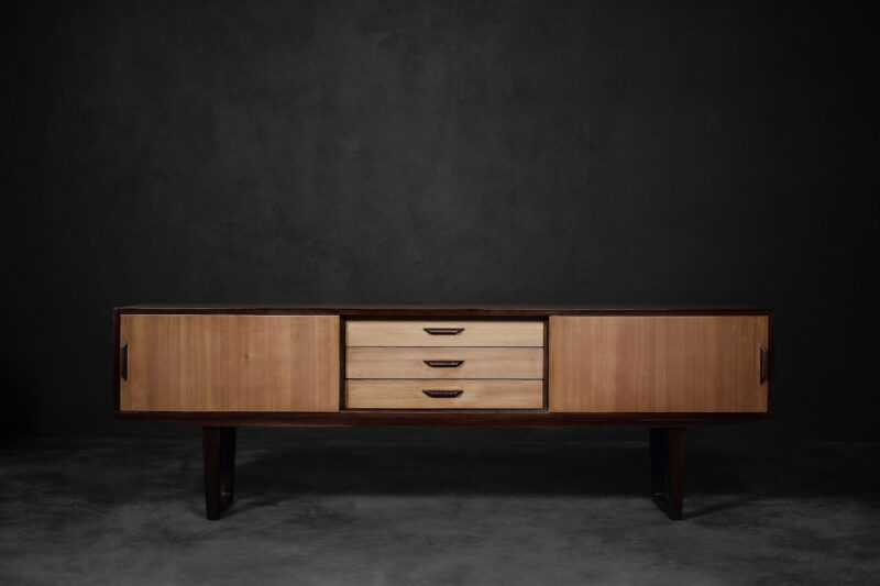 Mid-Century Danish Modern Exotic Wood Sideboard with Drawers, 1970s