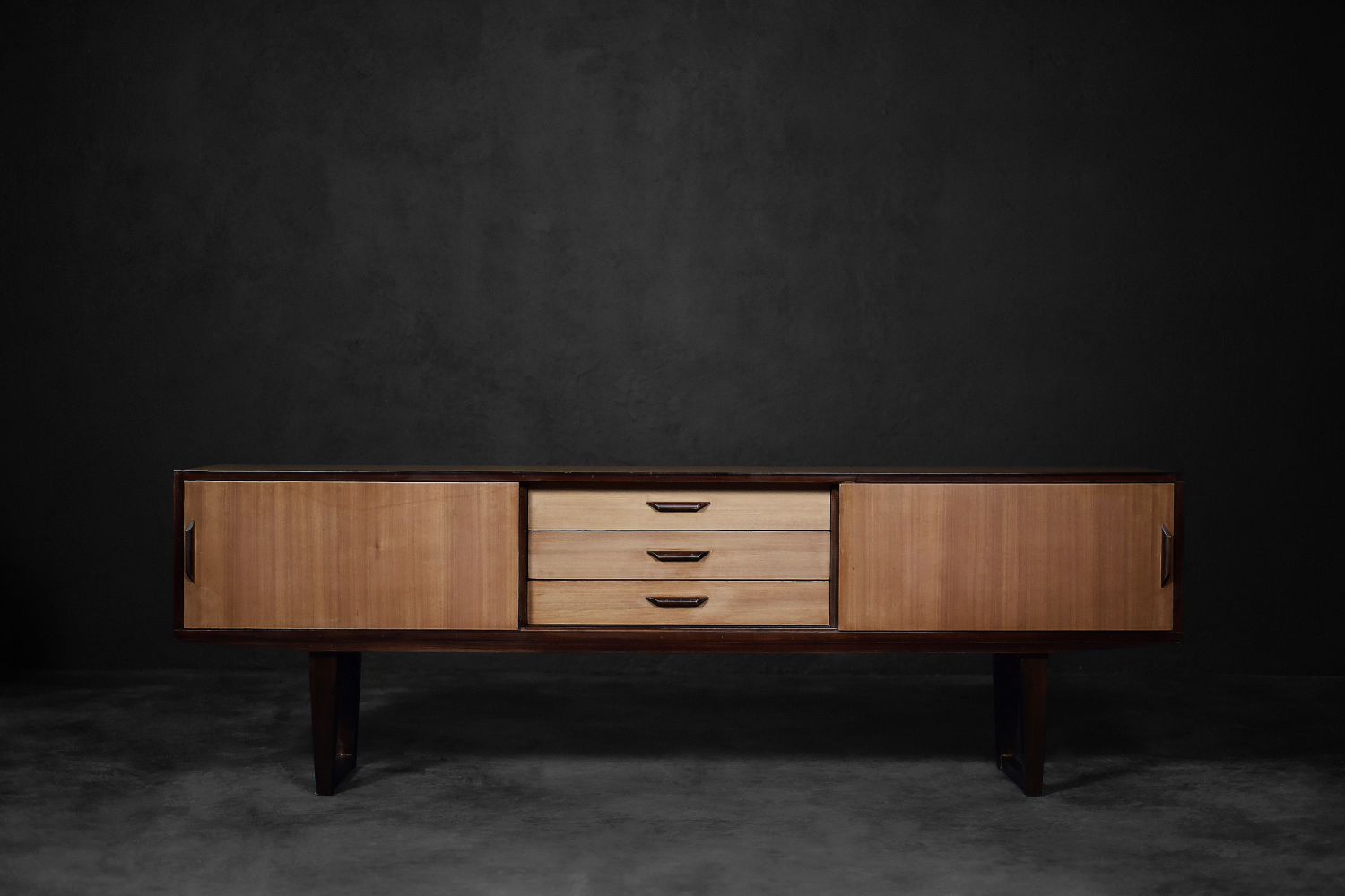 Mid-Century Danish Modern Exotic Wood Sideboard with Drawers, 1970s