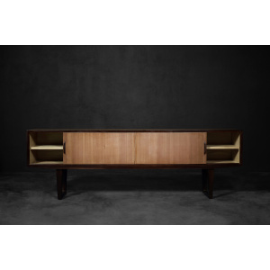 Mid-Century Danish Modern Exotic Wood Sideboard with Drawers, 1970s