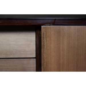 Mid-Century Danish Modern Exotic Wood Sideboard with Drawers, 1970s