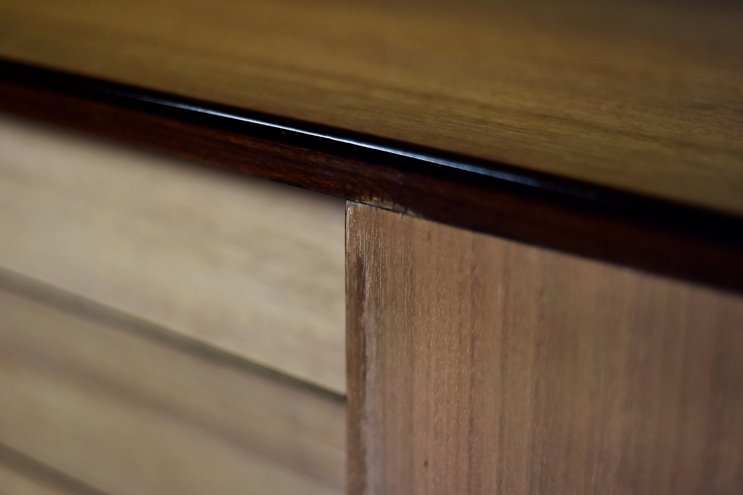 Mid-Century Danish Modern Exotic Wood Sideboard with Drawers, 1970s