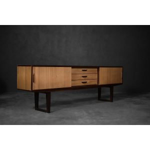 Mid-Century Danish Modern Exotic Wood Sideboard with Drawers, 1970s