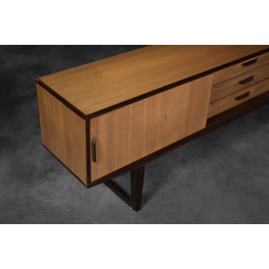 Mid-Century Danish Modern Exotic Wood Sideboard with Drawers, 1970s