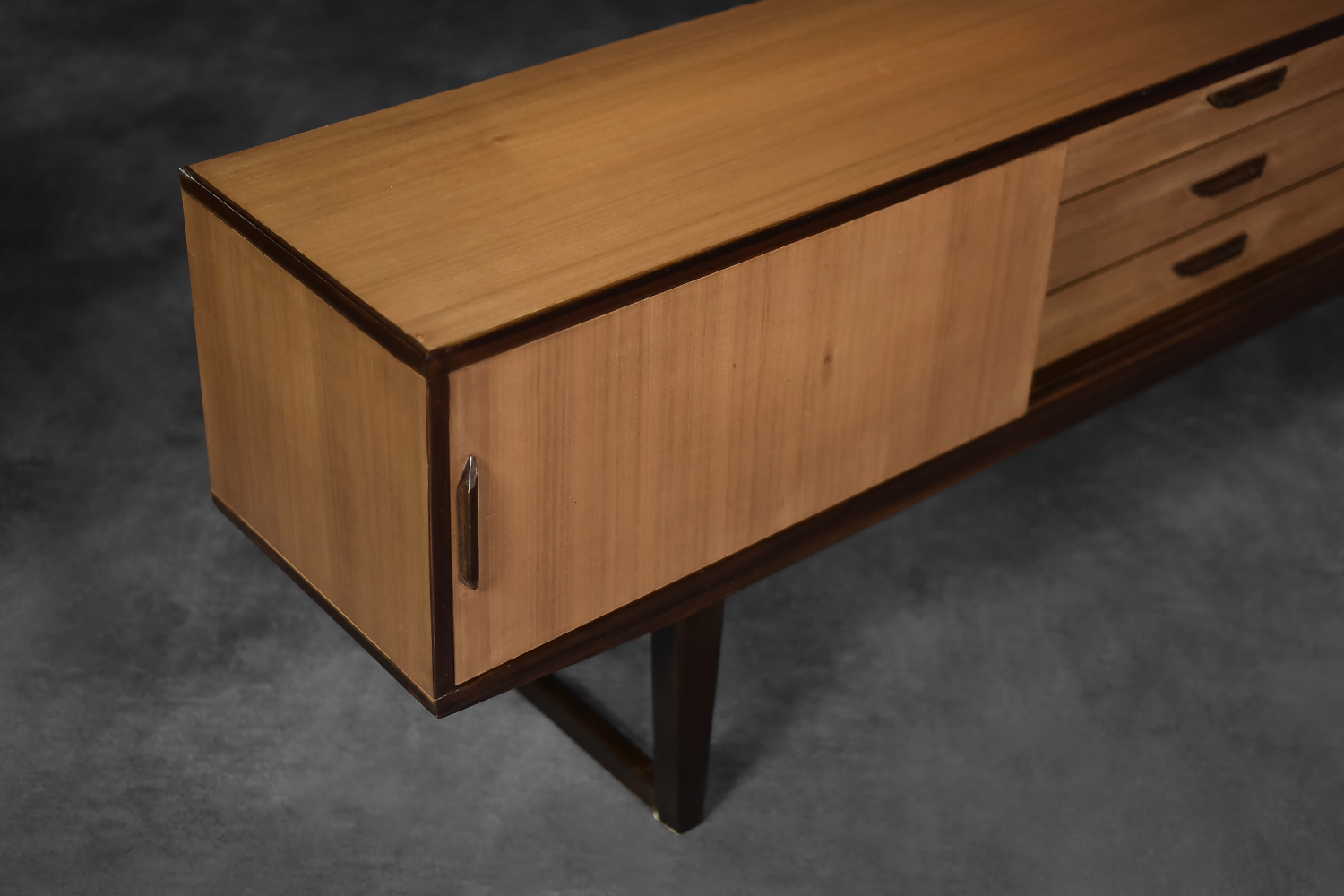 Mid-Century Danish Modern Exotic Wood Sideboard with Drawers, 1970s