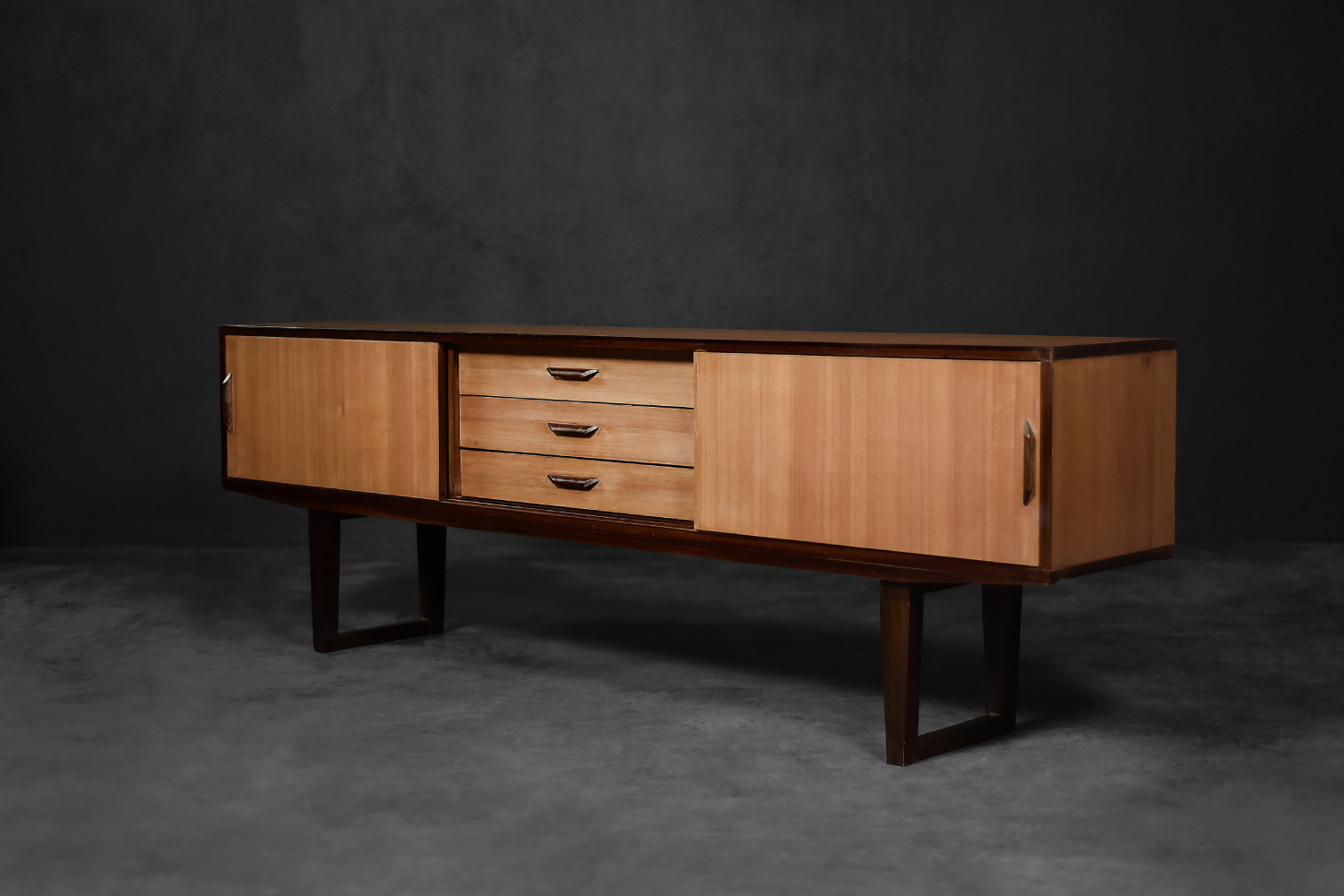 Mid-Century Danish Modern Exotic Wood Sideboard with Drawers, 1970s