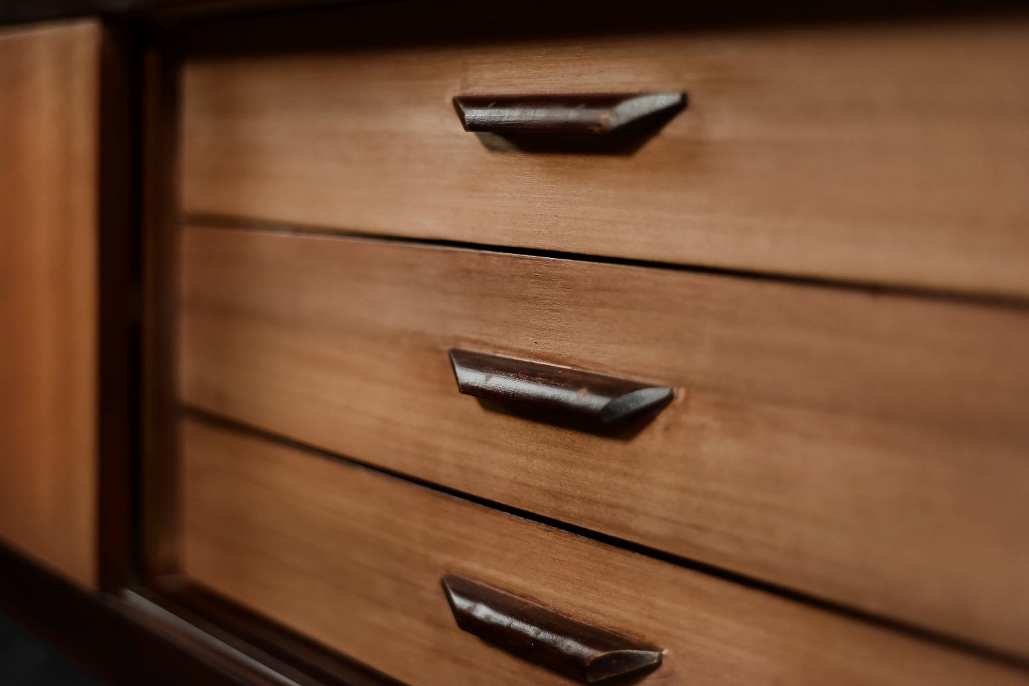 Mid-Century Danish Modern Exotic Wood Sideboard with Drawers, 1970s