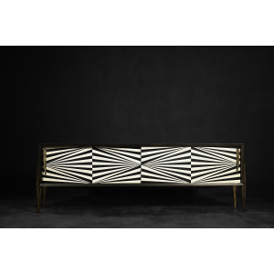 Vintage Scandinavian Sideboard in Birch with Hand-Painted Op-Art Pattern, 1960s