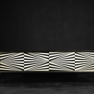Vintage Scandinavian Sideboard in Birch with Hand-Painted Op-Art Pattern, 1960s