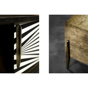Vintage Scandinavian Sideboard in Birch with Hand-Painted Op-Art Pattern, 1960s