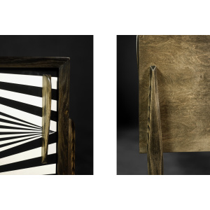 Vintage Scandinavian Sideboard in Birch with Hand-Painted Op-Art Pattern, 1960s