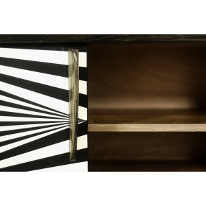 Vintage Scandinavian Sideboard in Birch with Hand-Painted Op-Art Pattern, 1960s