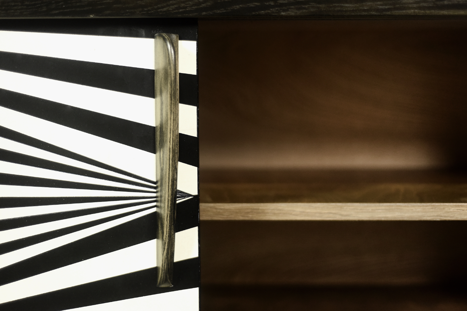 Vintage Scandinavian Sideboard in Birch with Hand-Painted Op-Art Pattern, 1960s