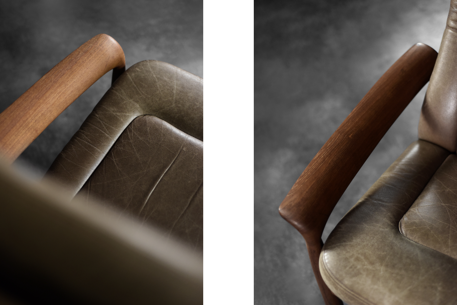 Vintage Mid-Century Danish Modern Teak Wood & Brown Leather High Armchair with Reclining Backrest, 1960s
