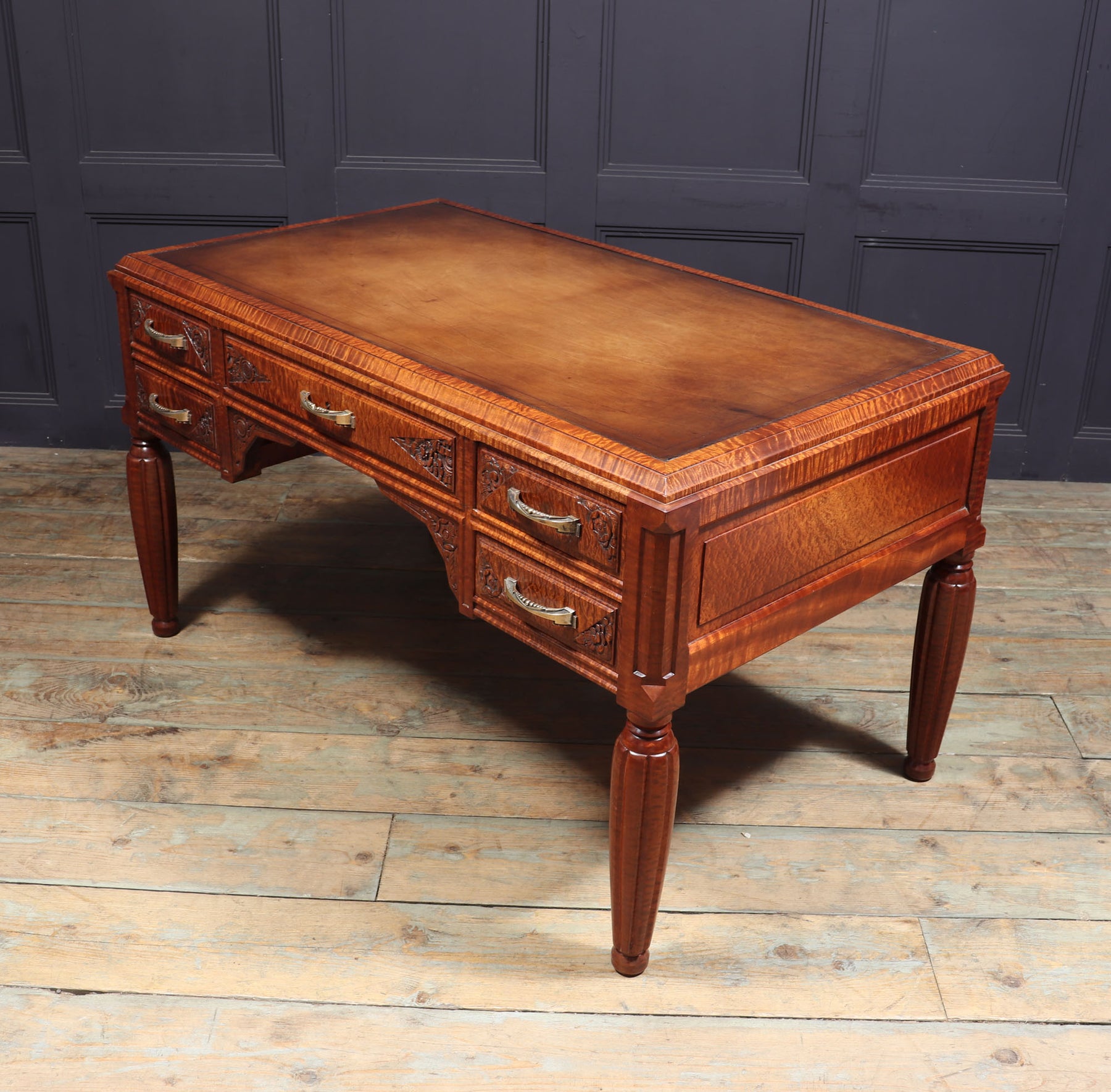 Stunning French Art Deco Desk In Pomelle Sapele