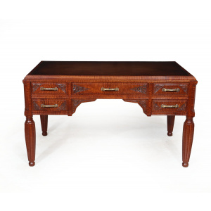 Stunning French Art Deco Desk In Pomelle Sapele