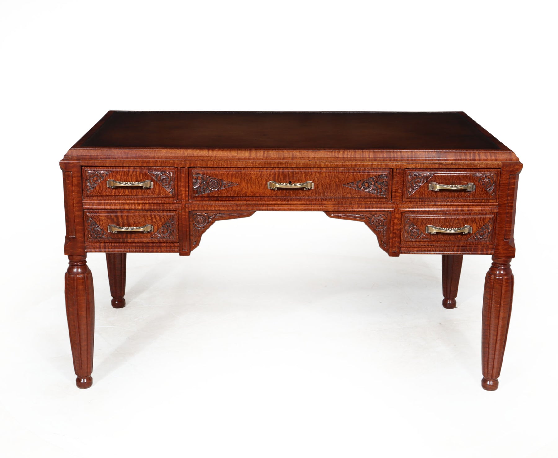 Stunning French Art Deco Desk In Pomelle Sapele