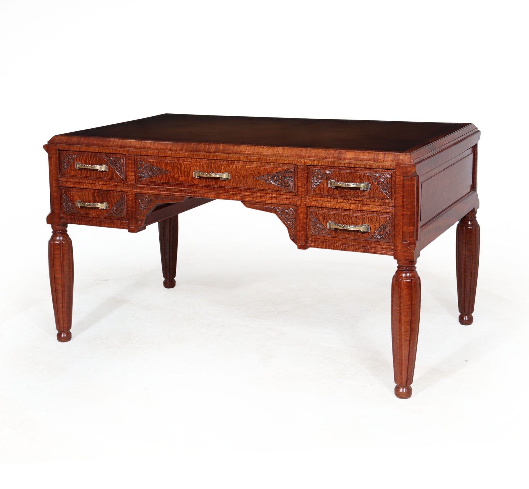 Stunning French Art Deco Desk In Pomelle Sapele