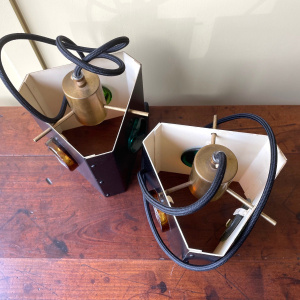 Pair Swedish pendant lamps by Erik Hoglund
