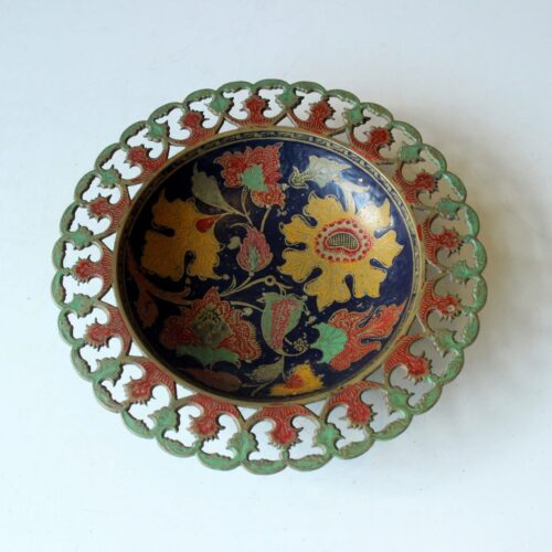 Cloisonne brass enamelled bowl, vintage from the 1970s