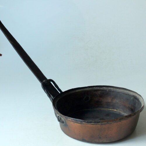 Copper and wrought iron pan, handmade, hand forged, vintage from the 1970s